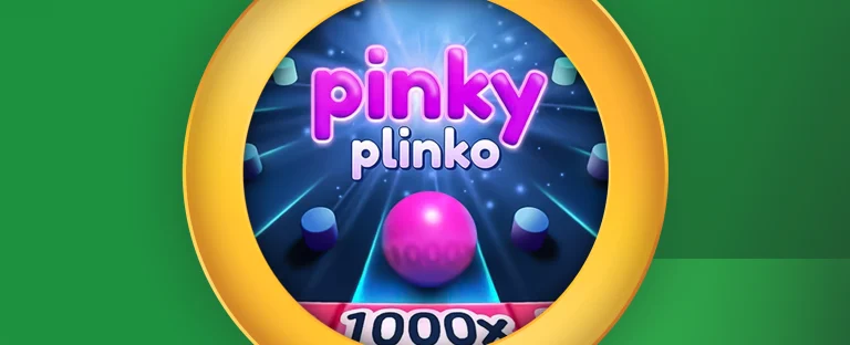 The logo for the Joe Fortune online speciality game, Pinky Plinko, is centred on a two-tone green background.