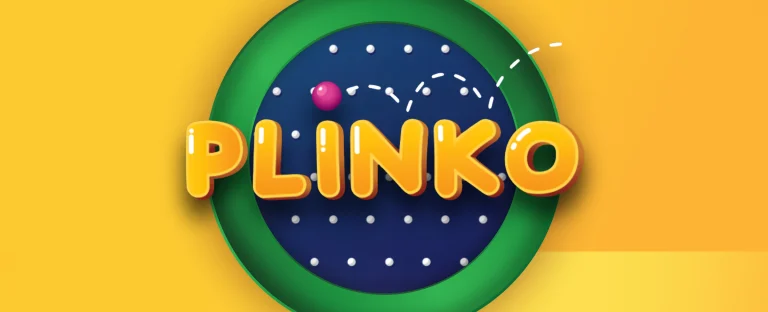 The logo for the Joe Fortune casino game, Plinko is centred. On a yellow background.