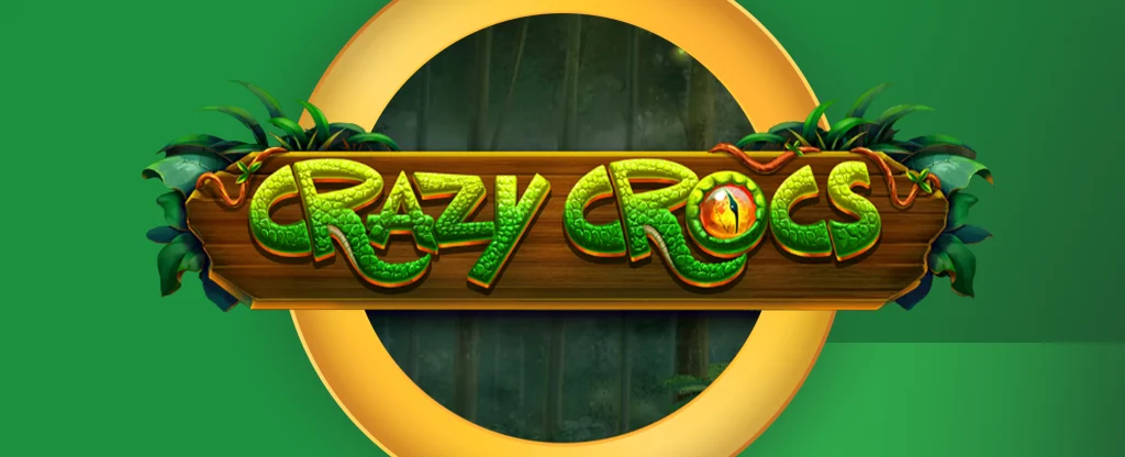 The logo for the Joe Fortune online casino pokie, Crazy Crocs, features on a green background.